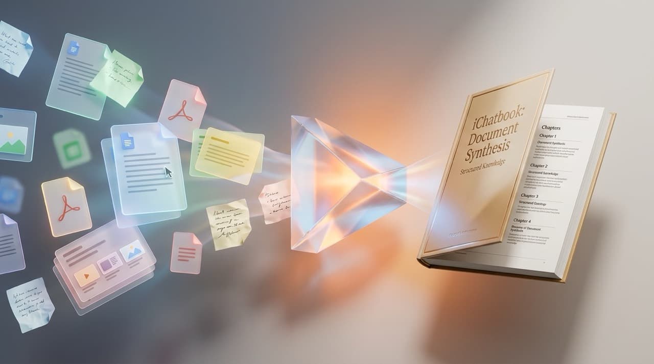 iChatbook Document Synthesis & Upload Book Hero